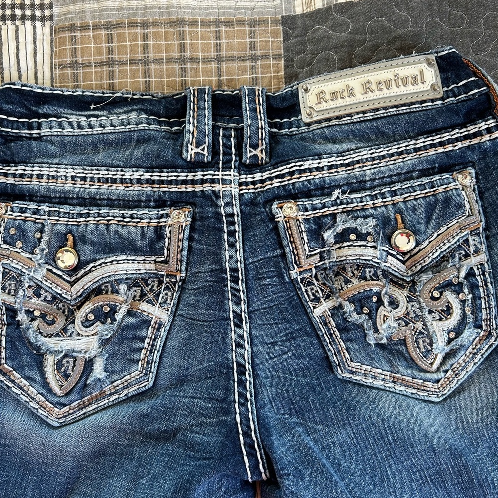 Rock Revival Women's Dark Blue Embellished Jeans